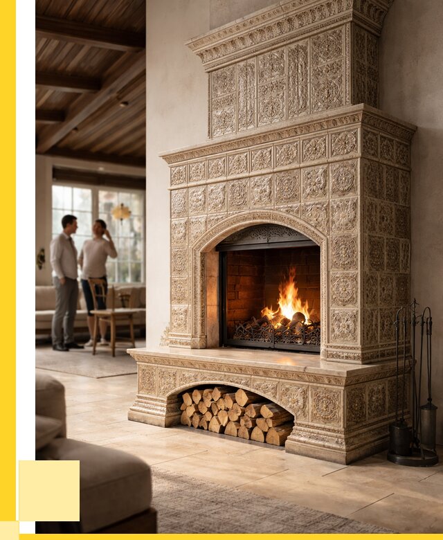 Купить изразцовый камин в Домодедове от 263150 р. | ЭриданДмд