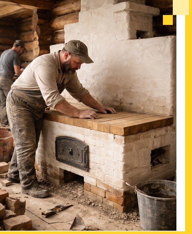 Проектирование и установка русской печи с лежанкой в Домодедове