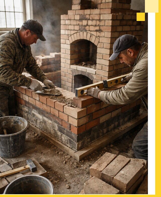 Изготовление и монтаж печей и каминов из кирпича в Домодедове