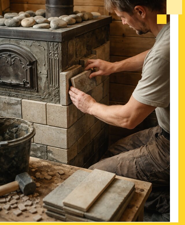 Облицовка банных печей в Домодедове профессиональная отделка