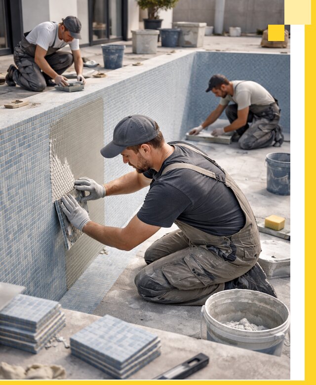 Облицовка бассейнов в Домодедове плитка мозаика гидроизоляция