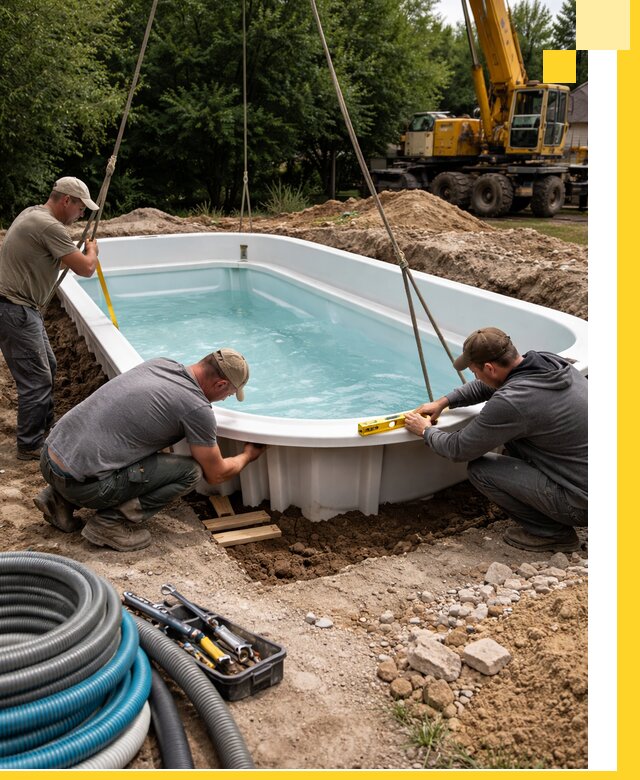 Установка и монтаж композитных бассейнов под ключ в Домодедове