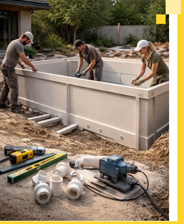 Установка полипропиленовых бассейнов под ключ в Домодедове