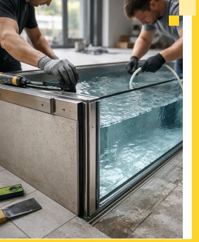 Проектирование и монтаж стеклянных бассейнов в Домодедове