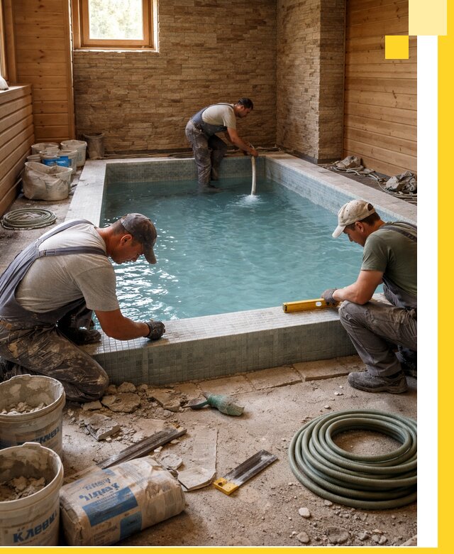 Проектирование и строительство бассейнов для бани в Домодедове