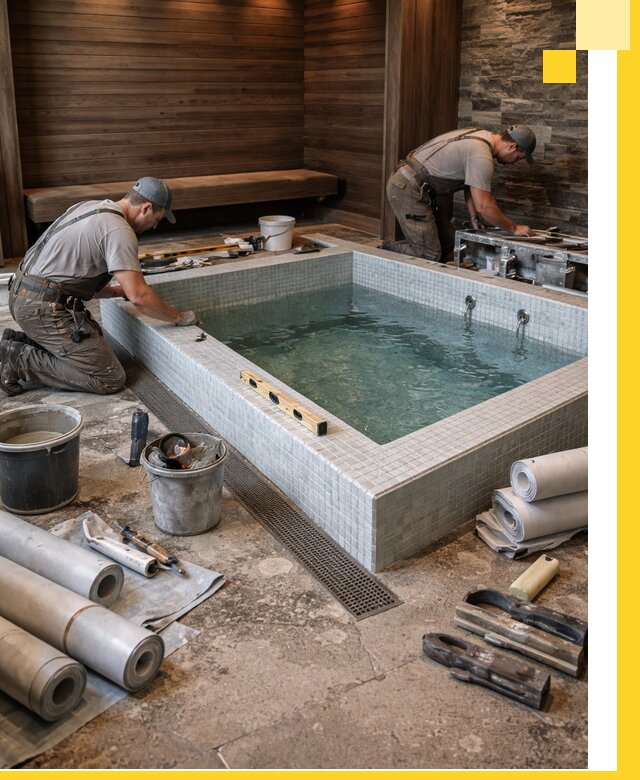 Установка и строительство бассейнов для сауны в Домодедове