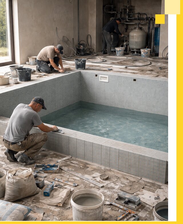 Строительство и монтаж бассейнов в помещении в Домодедове