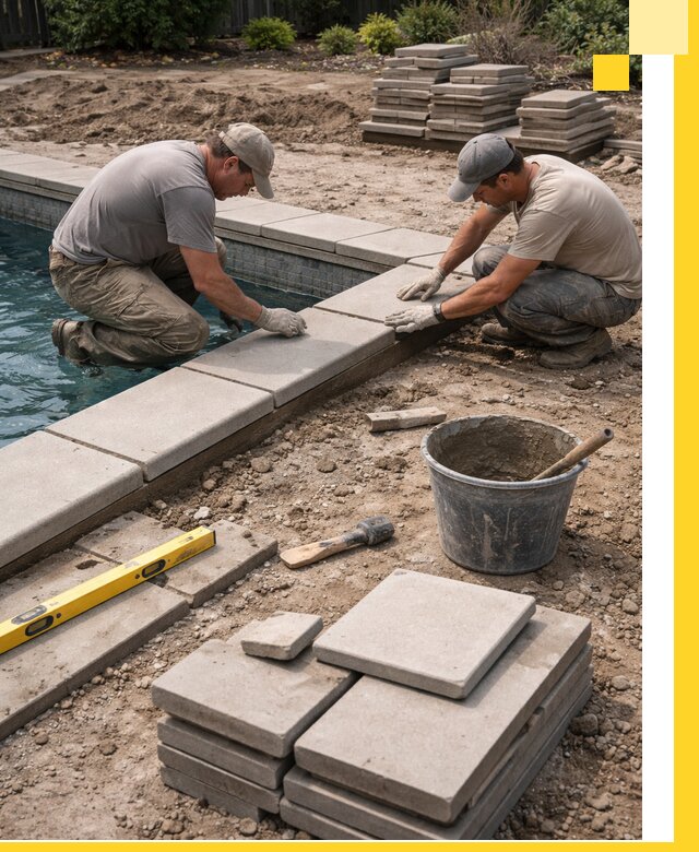 Установка и изготовление копингового камня для бассейнов в Домодедове