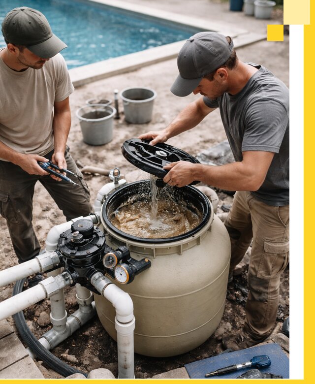 Установка и обслуживание песочных фильтров для бассейнов в Домодедове