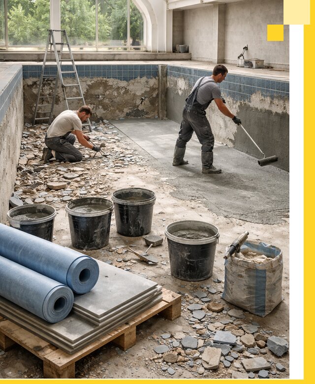 Реконструкция бассейнов в Домодедове: ремонт, гидроизоляция