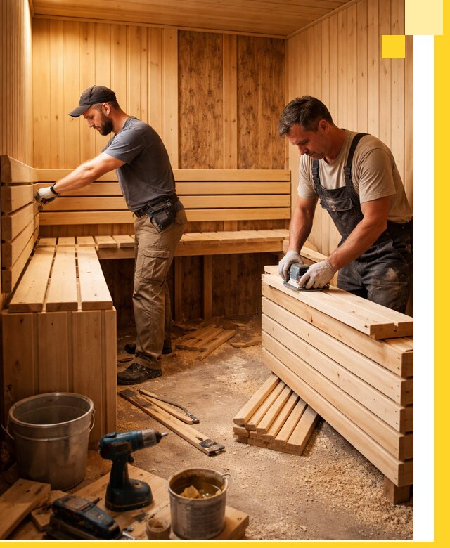 Профессиональный комплексный ремонт саун под ключ в Домодедове