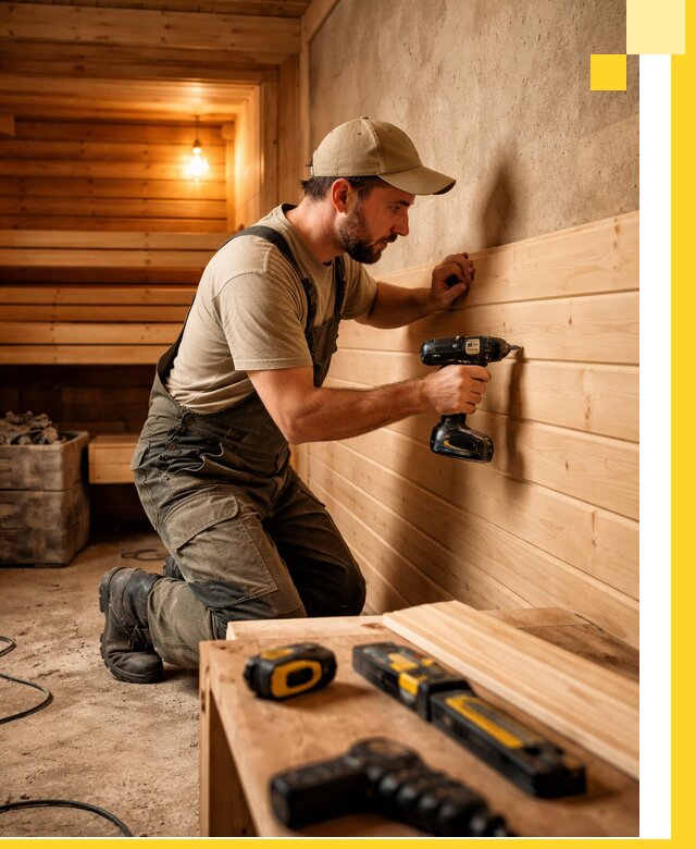 Профессиональная внутренняя отделка бани в Домодедове под ключ