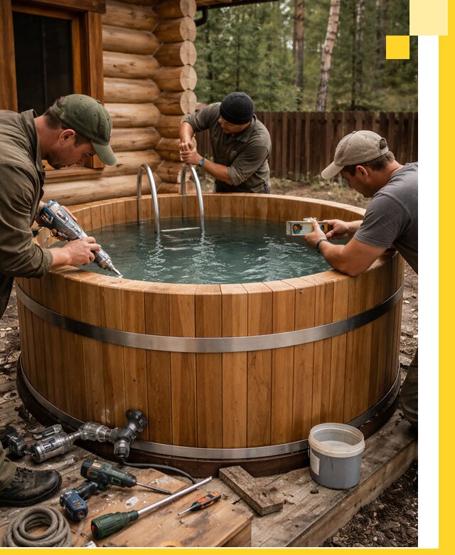 Строительство бань с купелью под ключ и отделкой в Домодедове