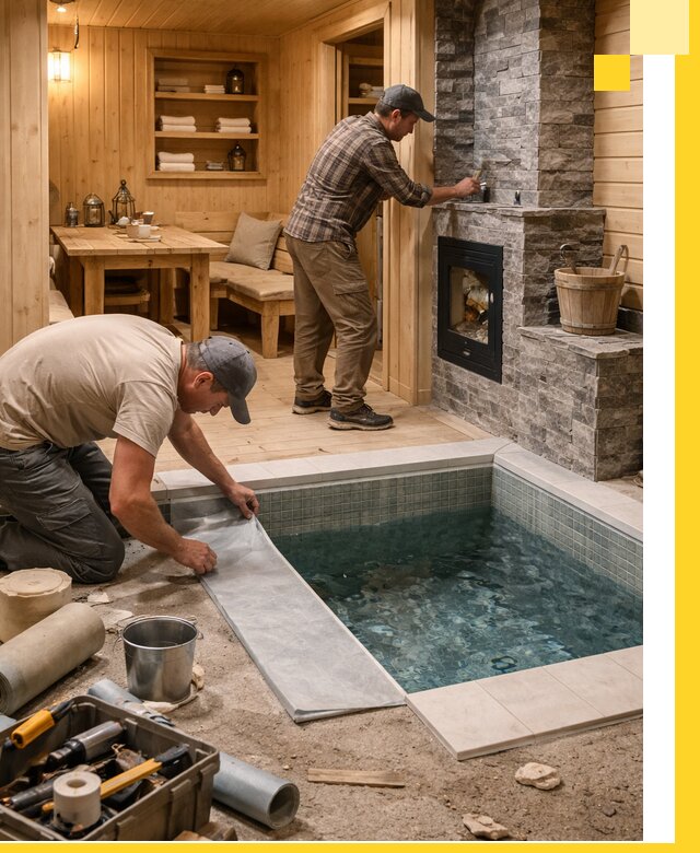 Строительство бань с комнатой отдыха под ключ в Домодедове