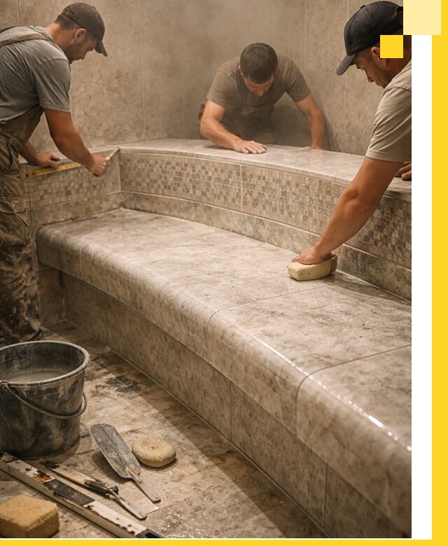 Изготовление и установка сидений для хамама в Домодедове